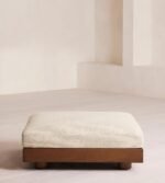 Beige Linen Flannel Pouf - Image 2