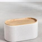 Beige Linen-Like Pouf
