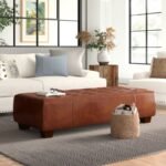 Angel Brown Leather Pouf