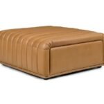 American Brown Leather Pouf