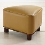 Brown Leather Satin Puff - Image 2