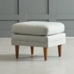 Beige Linen Pouf