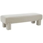Beige Linen Pouf