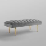 Gray Velvet Twin Pouf