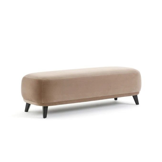 IMG_4844 Beige Velvet Pouf - Image 1