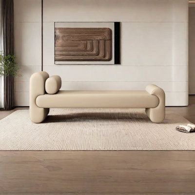 IMG_4989 Pontos Beige Velvet Pouf - Image 1