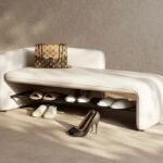 Avignon Beige Velvet Pouf