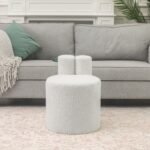 Liban Beige Velvet Pouf