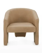 The Chair Was Made Of Beige Leather. - Image 3