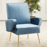 كرسي شاريته مخمل أزارق