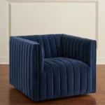 Hanflat Velvet Navy Blue Swivel Chair