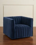 Hanflat Velvet Navy Blue Swivel Chair