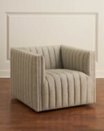 Hanflat Beige Linen Swivel Chair