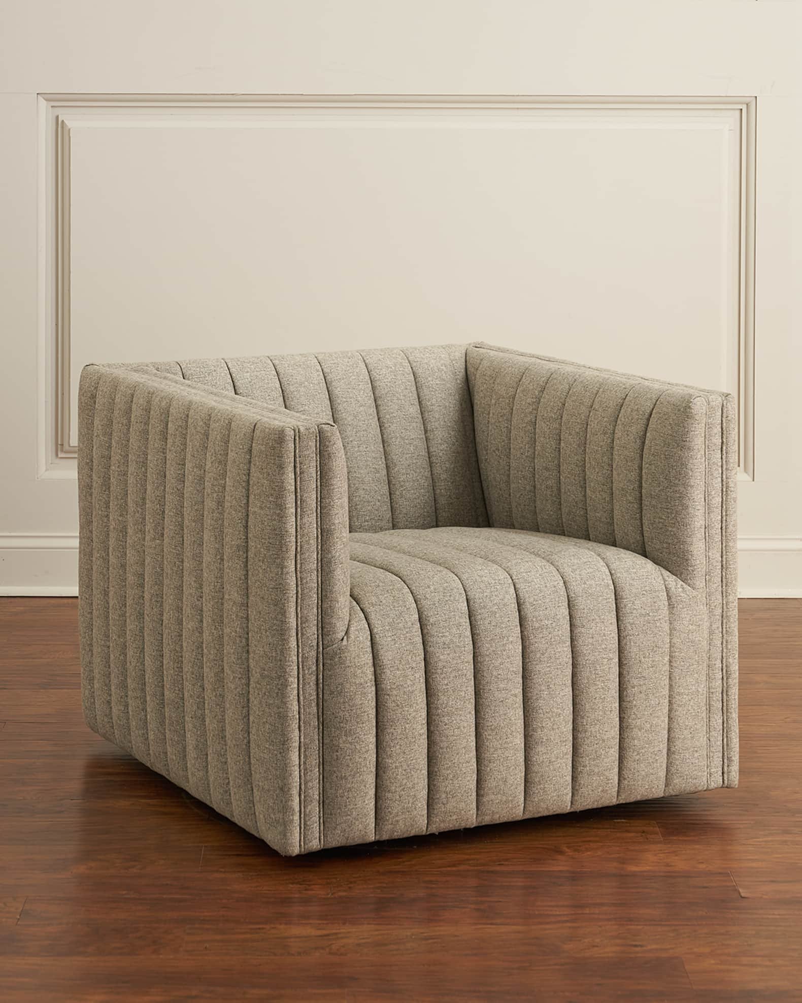 IMG_5231 Hanflat Beige Linen Swivel Chair - Image 1