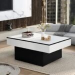 طاولة قهوة مودرن بتصميم هندسي قابل للتمديد مع مساحة تخزين