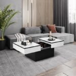 طاولة قهوة مودرن بتصميم هندسي قابل للتمديد مع مساحة تخزين