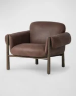 Brown Leather Lounge Chair - Image 2