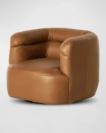 Brown Leather Swivel Cinema Chair - Image 2