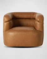 Brown Leather Swivel Cinema Chair