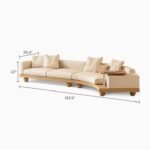 L-Shaped Sofa, Drancy, Beige Velvet - Image 4