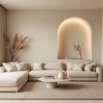 L-Shaped Sofa, Garden, Beige Velvet