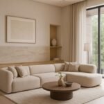L-Shaped Sofa In Beige Linen