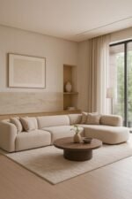 L-Shaped Sofa In Beige Linen