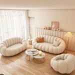 Faudmont Beige Velvet Sofa Set