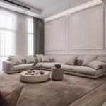 كنب حرف L كليرمون كتان بيج