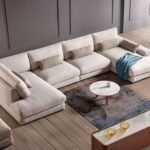 كنب حرف U كليشي كتان بيج