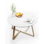 طاولة قهوة دائرية Heavan بتصميم عصري مع سطح رخامي أبيض