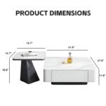 طقم طاولات قهوة متداخلة بتصميم رخامي وأدراج تخزين