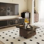 طاولة قهوة خشب متعددة الوظائف بسطح قابل للرفع وتخزين مخفي