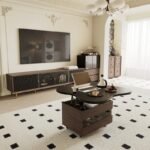 طاولة قهوة خشب متعددة الوظائف بسطح قابل للرفع وتخزين مخفي