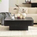 طاولة قهوة مربعة بسطح محفور تصميم MDF بتفاصيل زخرفية أنيقة