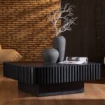 طاولة قهوة مربعة بسطح محفور تصميم MDF بتفاصيل زخرفية أنيقة