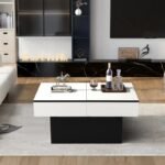 طاولة قهوة مودرن بتصميم هندسي قابل للتمديد مع مساحة تخزين