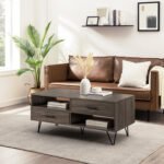 طاولة قهوة عصرية مع تخزين مفتوح