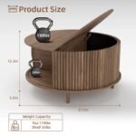 طاولة قهوة مودرن بتصميم دائري كلاسيكي مع وحدة تخزين مخفية