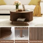 طاولة قهوة مودرن بتصميم دائري كلاسيكي مع وحدة تخزين مخفية