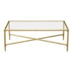 طاولة قهوة بسطح زجاجي كيا و إطار معدني بتصميم عصري