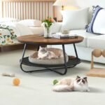 طاولة قهوة دائرية بقاعدة بيـدستال ومساحة تخزين أنيقة