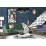 طاولة قهوة زجاجية مستطيلة بتصميم عصري ومرايا سفلية