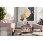 طاولة قهوة زجاجية مستطيلة بتصميم عصري ومرايا سفلية