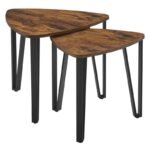 طقم طاولات خدمة خشب قهوة متداخلة (قطعتان)