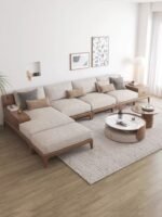 كنب حرف L خشب سمو