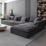 L-Shaped Velvet Curry Sofa - Image 2