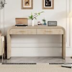 طاولة كونسول خشب ريترو بتصميم مضلع ودرجين