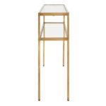 طاولة كونسول ذهبي سطح زجاج ومعدن - Image 4