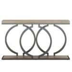 طاولة كونسول خشب بتصميم هندسي وقاعدة معدنية - Image 4